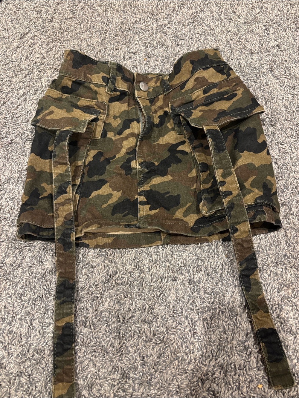 Women Camo Cargo Skirt with Utility Straps - Green Camo